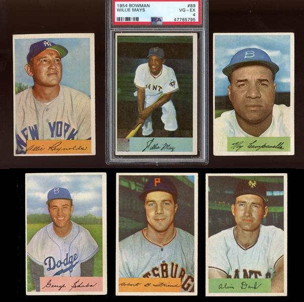 1954 Bowman Baseball Group of (24) with PSA Graded Willie Mays