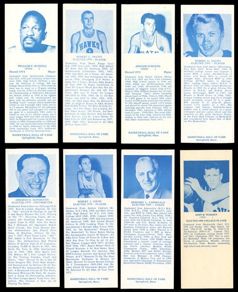 1968 Basketball Hall of Fame Bookmarks Complete Set with (7) High Numbers Featuring Bill Russell