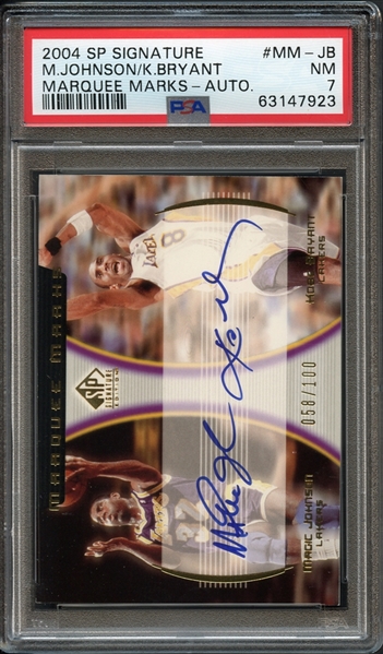 2004-05 SP Signature Edition Marquee Marks #JB Magic Johnson/Kobe Bryant Autograph 058/100 PSA 7 NM