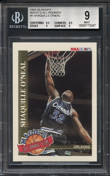 1992-93 Hoops Magics All-Rookies #1 Shaqille ONeal BGS 9 MINT