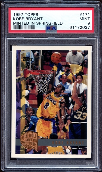 1997 Topps #171 Kobe Bryant Minted In Springfield PSA 9 MINT