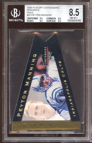 1998 Playoff Contenders Pennants Gold #42 Peyton Manning BGS 8.5 NM/MT+