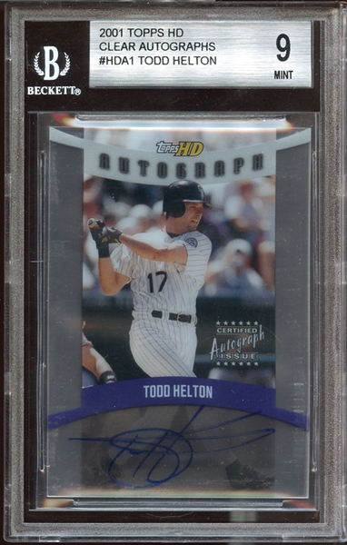 2001 Topps HD Clear Autographs #HDA1 Todd Helton BGS 9 MINT