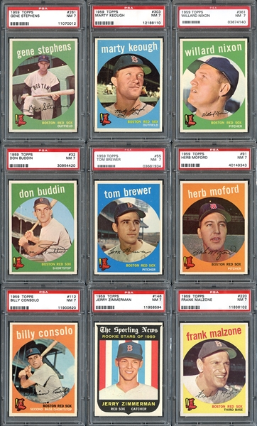 1959 Topps Red Sox Group of (31) All PSA 7 NM