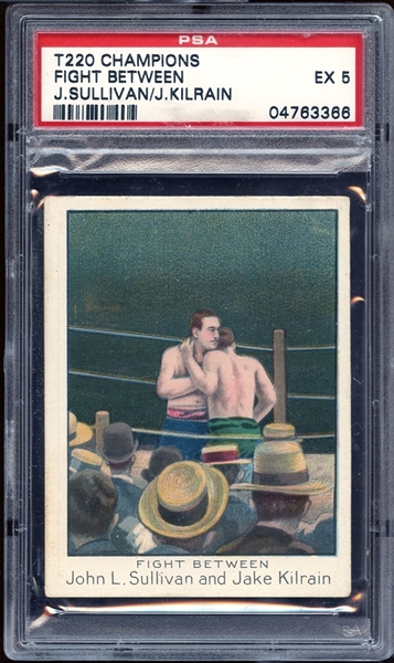 1910 T220 Champions Fight Between J. Sullivan/J. Kilrain PSA 5 EX
