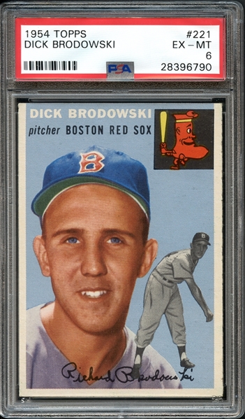 1954 Topps #221 Dick Brodowski PSA 6 EX-MT