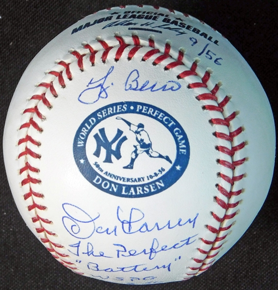 Yogi Berra and Don Larsen Signed OML (Selig) Yankees Logoball JSA