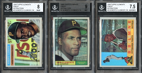 1998 Topps Clemente Finest Refractors Group of Three (3) All BGS Graded