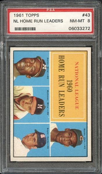 1961 Topps #43 N.L. Home Run Leaders PSA 8 NM-MT 