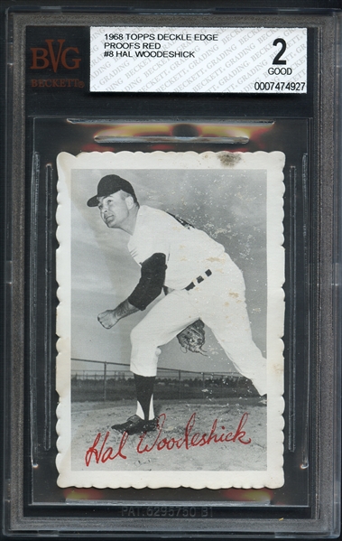1968 Topps Deckle Edge Proofs Red #8 Hal Woodeshick BVG 2 GOOD