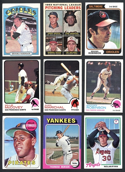 1960s-70s Topps Shoebox Collection of Over 100 Cards With HOFers and Stars