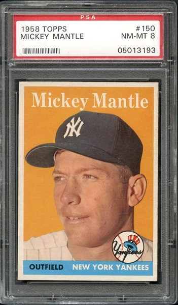 1958 Topps #150 Mickey Mantle PSA 8 NM-MT 