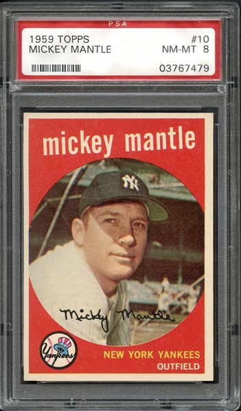 1959 Topps #10 Mickey Mantle PSA 8 NM-MT