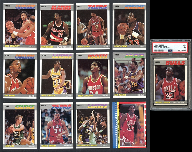 1987-88 Fleer Basketball Complete Set With Stickers and PSA Graded Jordan