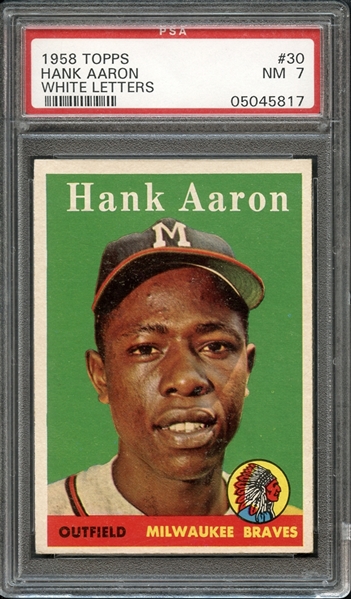1958 Topps #30 Hank Aaron White Letters PSA 7 NM