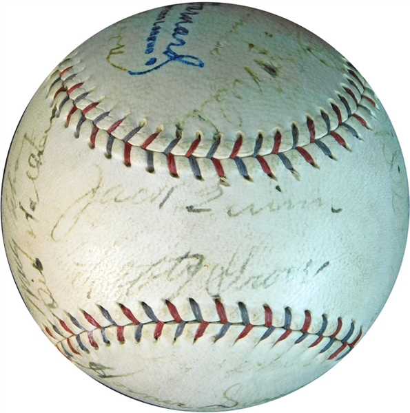 1930 Philadelphia Athletics World Champions Team-Signed OAL (Barnard) Ball with (19) Signatures Featuring Foxx, Grove, Simmons, Cochrane JSA