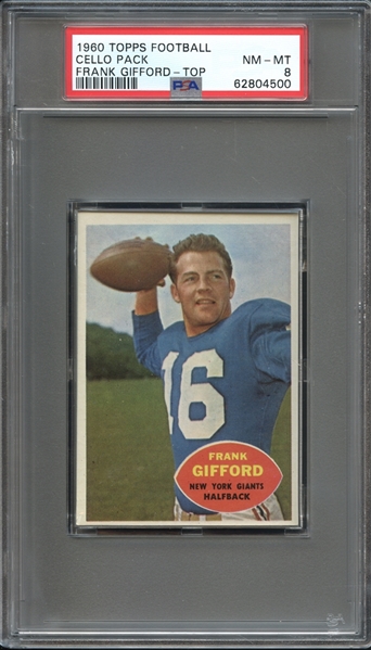1960 Topps Football Cello Pack Frank Gifford Top PSA 8 NM-MT