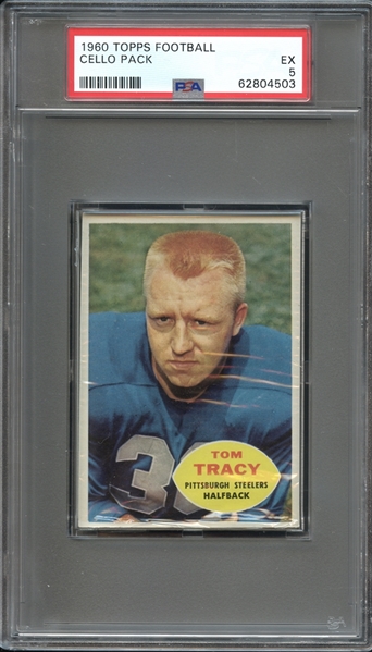 1960 Topps Football Cello Pack Tom Tracy Top PSA 5 EX