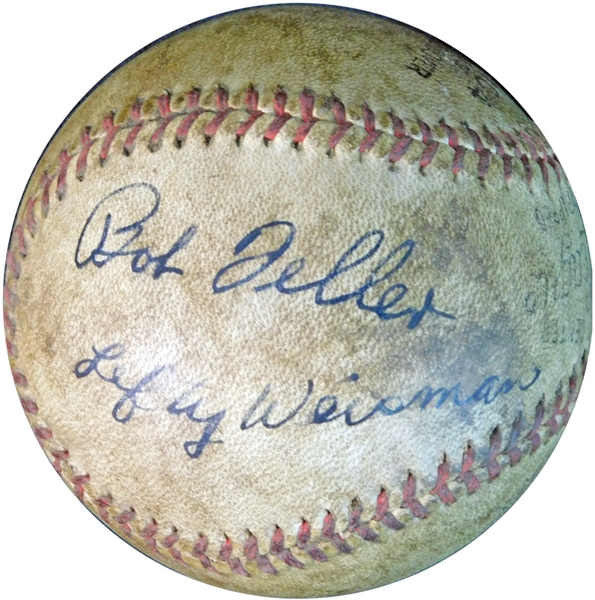 Lefty Weisman and Bob Feller Signed Baseball