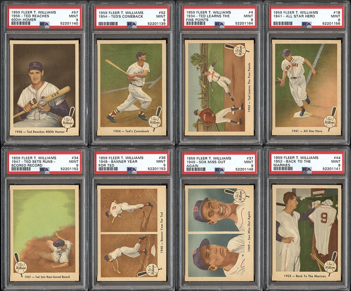 1959 Fleer Ted Williams Lot of 11 Cards All PSA 9