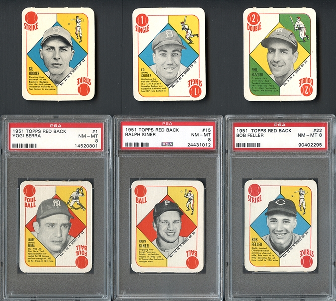 1951 Topps Red Back Complete Set With PSA Graded