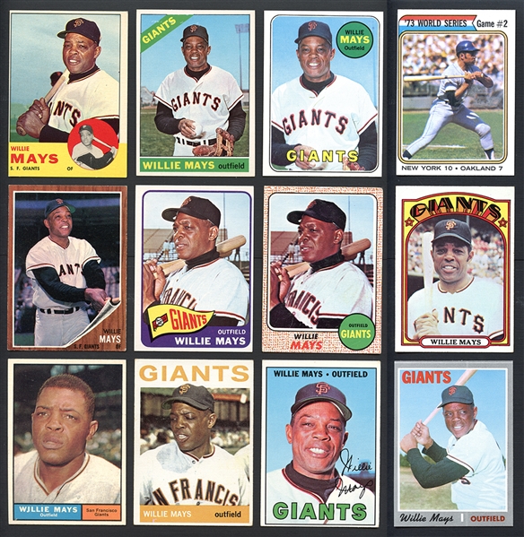 1961-74 Topps Lot of 12 Willie Mays Cards