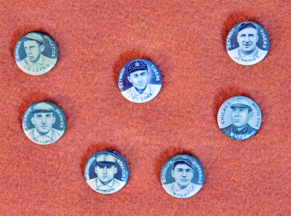1910 Sweet Caporal P2 Pin Group of (7) with Cobb and Johnson