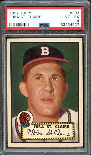 1952 Topps #393 Ebba St. Claire PSA 4 EX