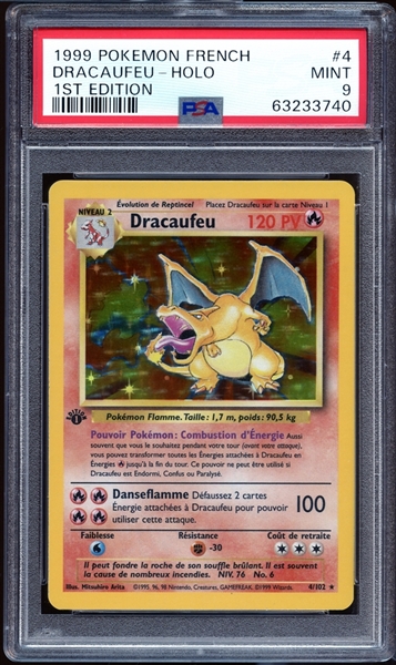 1999 Pokemon French #4 Dracaufeu 1st Edition Holo PSA 9 MINT