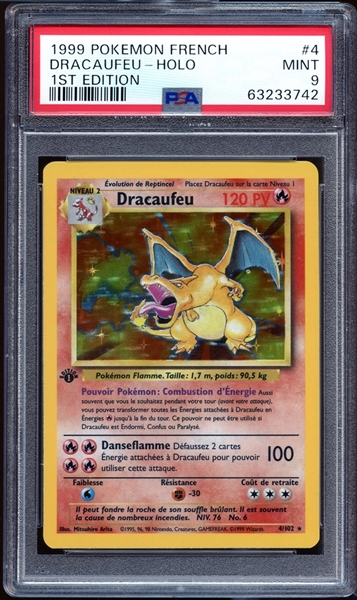 1999 Pokemon French #4 Dracaufeu 1st Edition Holo PSA 9 MINT