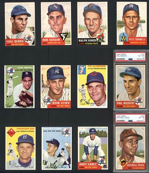 1952-1954 Topps Shoebox Lot of 68 Cards With HOFers And PSA