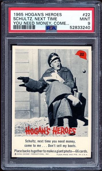 1965 Fleer Hogans Heroes #22 Schultz Next Time You Need Money PSA 9 MINT