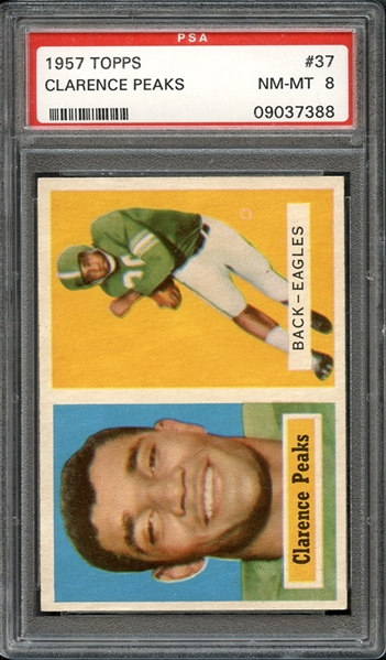 1957 Topps #37 Clarence Peaks PSA 8 NM-MT