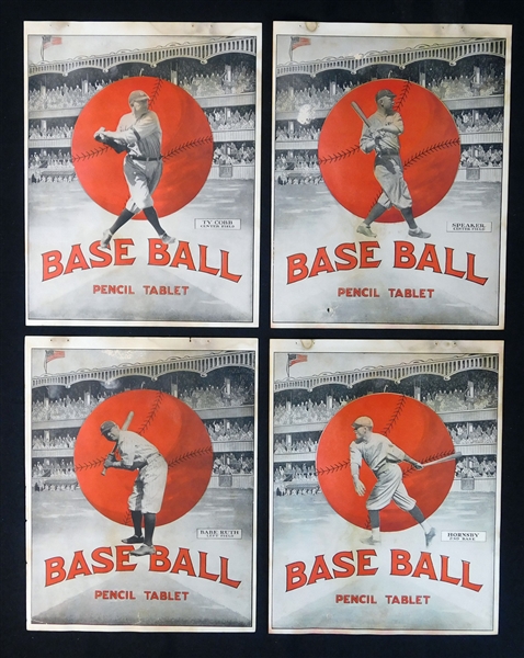 1926-28 Baseball Pencil Tablet Covers Group of (12) with Ruth, Cobb Etc.