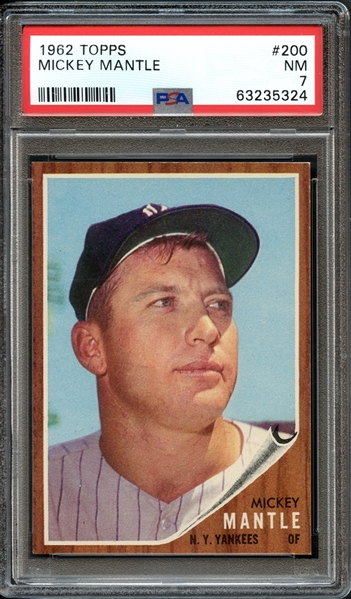 1962 Topps #200 Mickey Mantle PSA 7 NM
