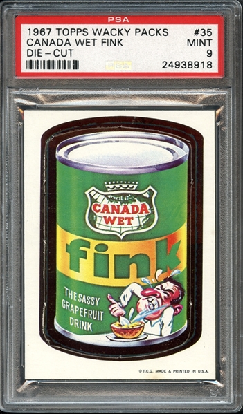 1967 Topps Wacky Packs #35 Canada Wet Fink Die Cut PSA 9 MINT