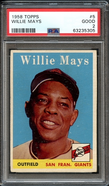 1958 Topps #5 Willie Mays PSA 2 GOOD