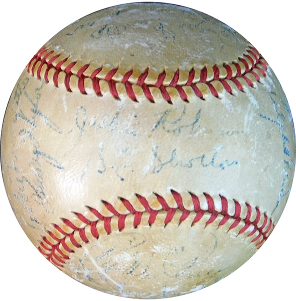 1947 Brooklyn Dodgers Team-Signed Baseball with (21) Signatures Featuring Jackie Robinson