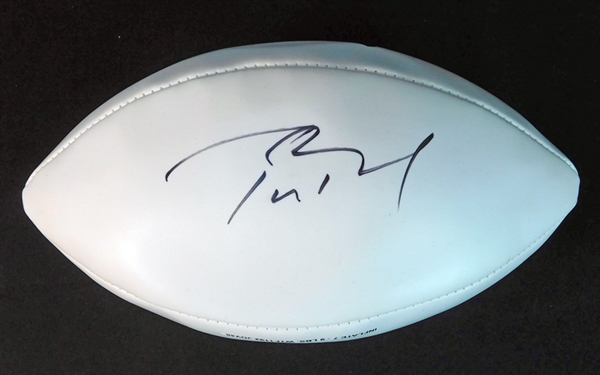 Tom Brady Signed New England Patriots Logo Football JSA