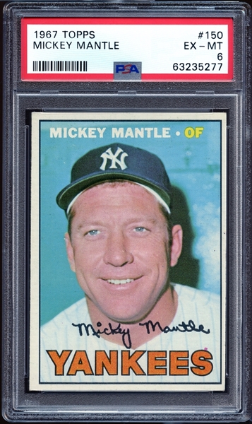 1967 Topps #150 Mickey Mantle PSA 6 EX-MT