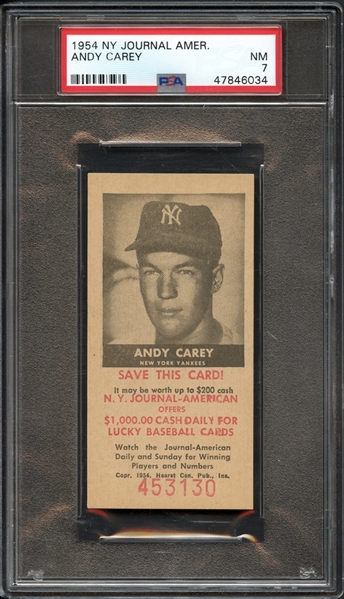 1954 N.Y. Journal-American Andy Carey PSA 7 NM 