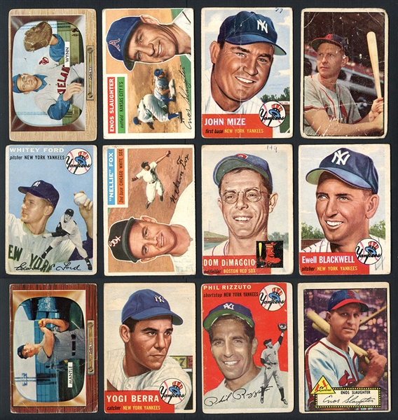 1950s Shoebox Collection Of 47 Cards With Many HOFers, Mantle, Berra, Ford, Musial, ETC.