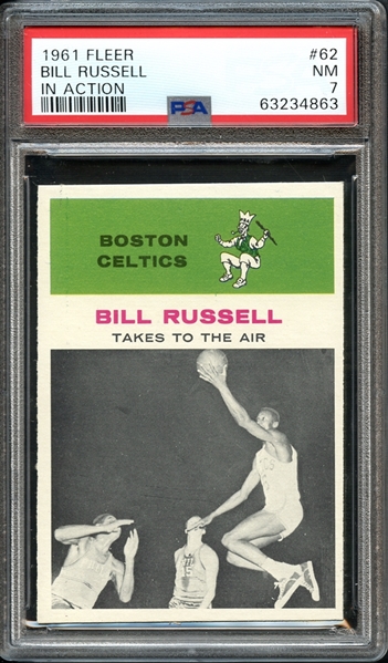 1961 Fleer #62 Bill Russell In Action PSA 7 NM