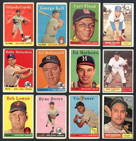 1958 And 1961 Topps Lot Of 100 Cards With HOFers And Stars