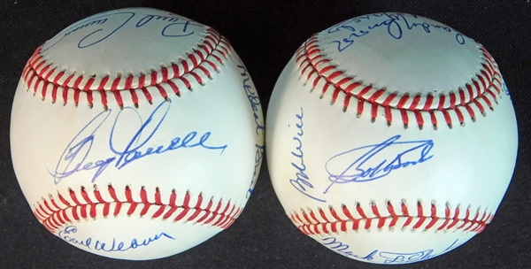Multi-Signed OAL (Brown) and ONL (White) Ball Group of (2) with Earl Weaver, Dick Williams and Other Notables JSA