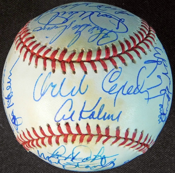 1968 Detroit Tigers and St. Louis Cardinals Multi-Signed ONL (White) Ball Reunion Ball with (24) Signatures Including Kaline, Cepeda, Flood JSA