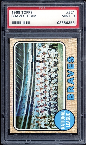 1968 Topps #221 Braves Team PSA 9 MINT