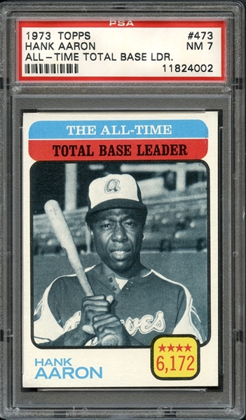 1973 Topps #473 Hank Aaron All-Time Total Base Leader PSA 7 NM