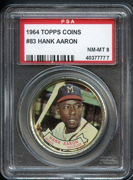 1964 Topps Coins #83 Hank Aaron PSA 8 NM-MT