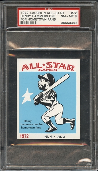 1972 Laughlin All-Star #72 Henry Hammers One For Hometown Fans PSA 8 NM-MT